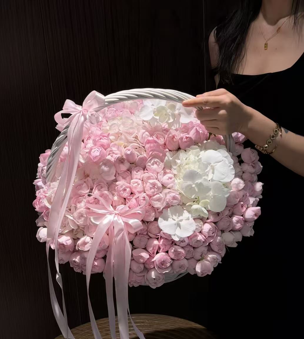 Blushing Rose Basket